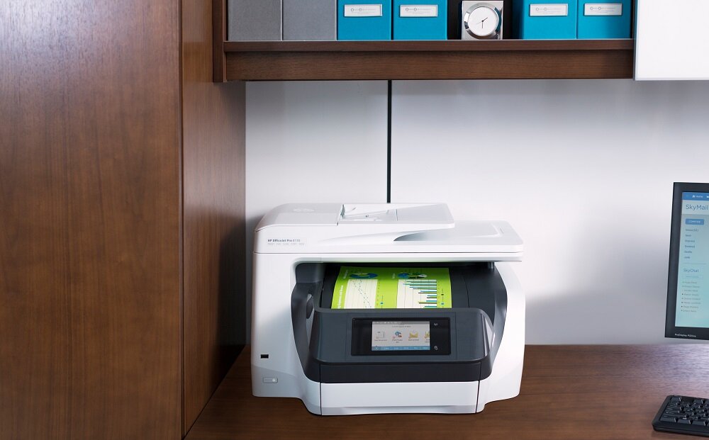 Drukarka HP OfficeJet Pro 8730 - przystępna cena żywe kolory głęboka czerń