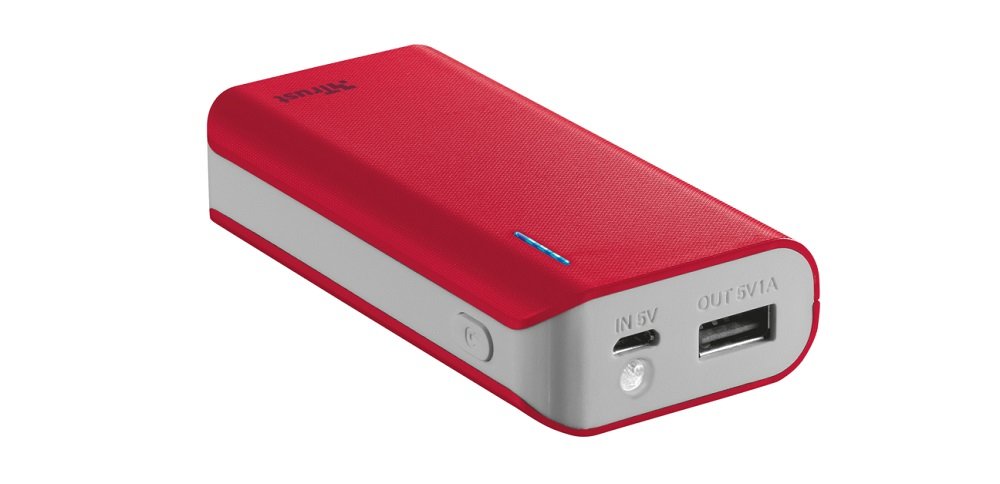 Powerbank TRUST Primo Urban Revolt 4400 mAh Czerwony widok ogólny skos