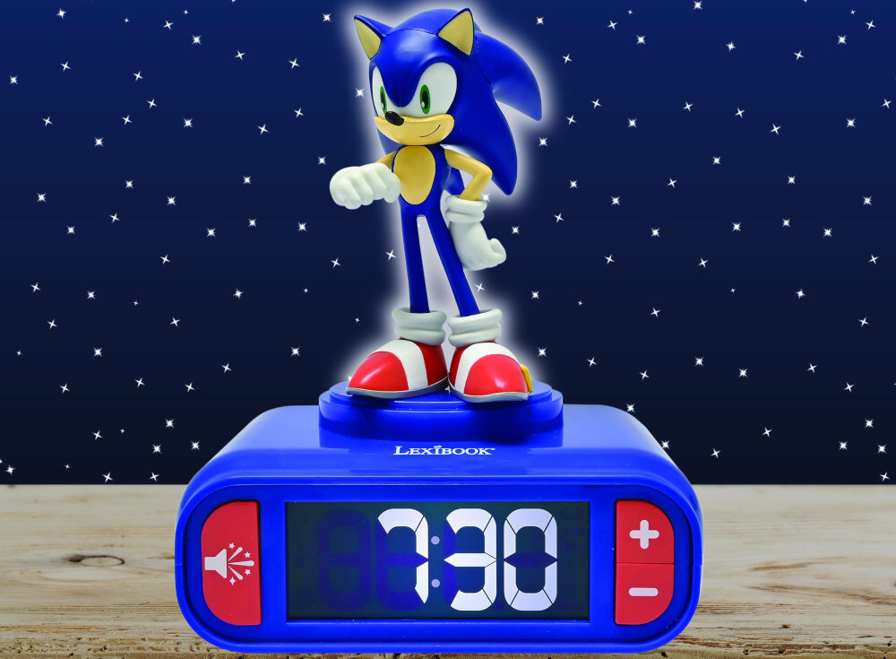 Budzik LEXIBOOK Sonic RL800SN Efekty dźwiękowe  kilka tematycznych tonów alarmu zabawne efekty dźwiękowe