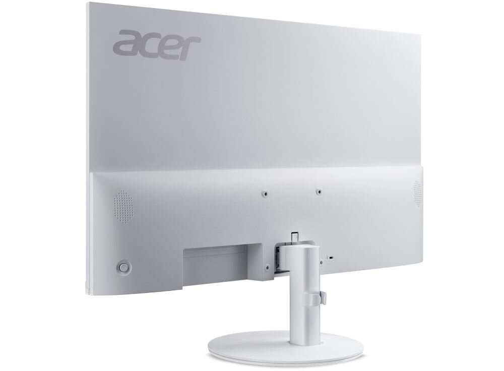 Monitor ACER SA273G0WI 27 cali 1920x1080px IPS 120Hz 1ms [VRB] prezentacja monitora pod kątem od tyłu na białym tle regulowana podstawa zakres regulacji dostosowanie pozycji ograniczenie napięcia