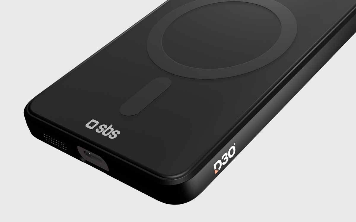 Absorbujący wstrząsy materiał D3O utwardza się podczas uderzenia i chroni telefon.