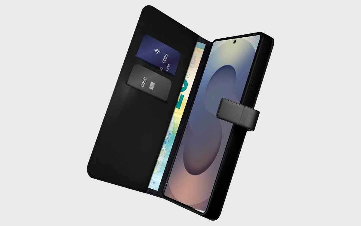 Etui Wallet Stand ma kieszenie na karty i pieniądze.