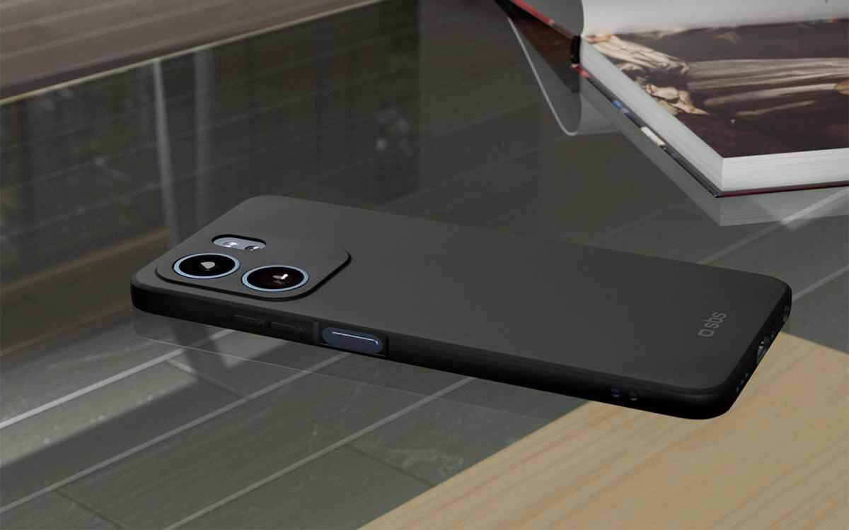 Etui SBS Instinct do Oppo A5x Czarny, etui, Oppo A5X, eleganckie, ochronne, etui leży na blacie stołu biurowego