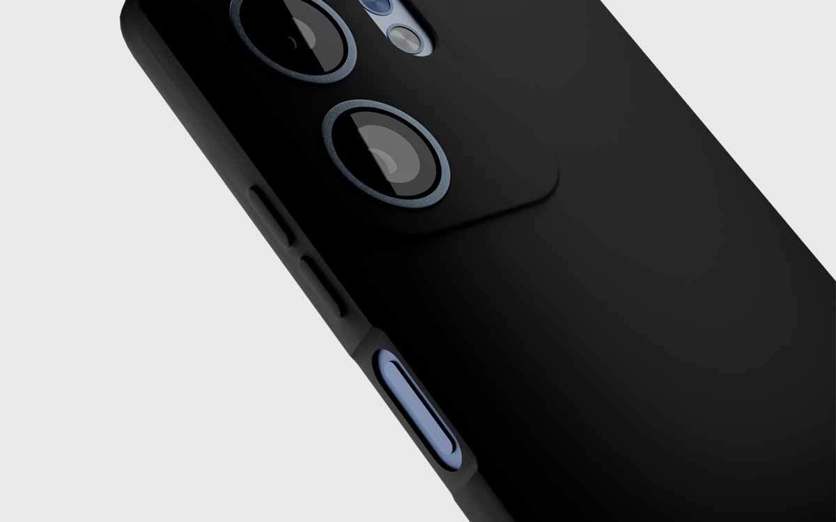 Etui SBS Instinct do Oppo A5x Czarny, przyciski, responsywne, precyzyjne, osłonięte, na białym tle etui zbliżenie na obudowę