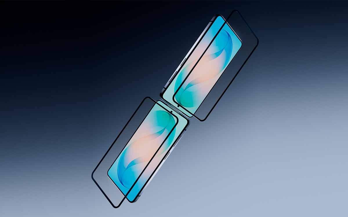 Szkło hartowane SBS Eyesafe do Samsung Galaxy S26, zdrowy sen, ochrona wzroku, smartfon ze szkłem hartowanym na ciemnoniebieskim tle