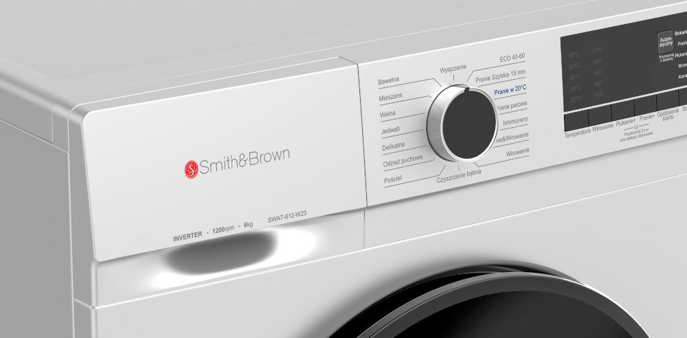 Pralka SMITH&BROWN SWAT-612-W23 szybkie odświeżanie walka z zabrudzeniami dbałość o higienę
