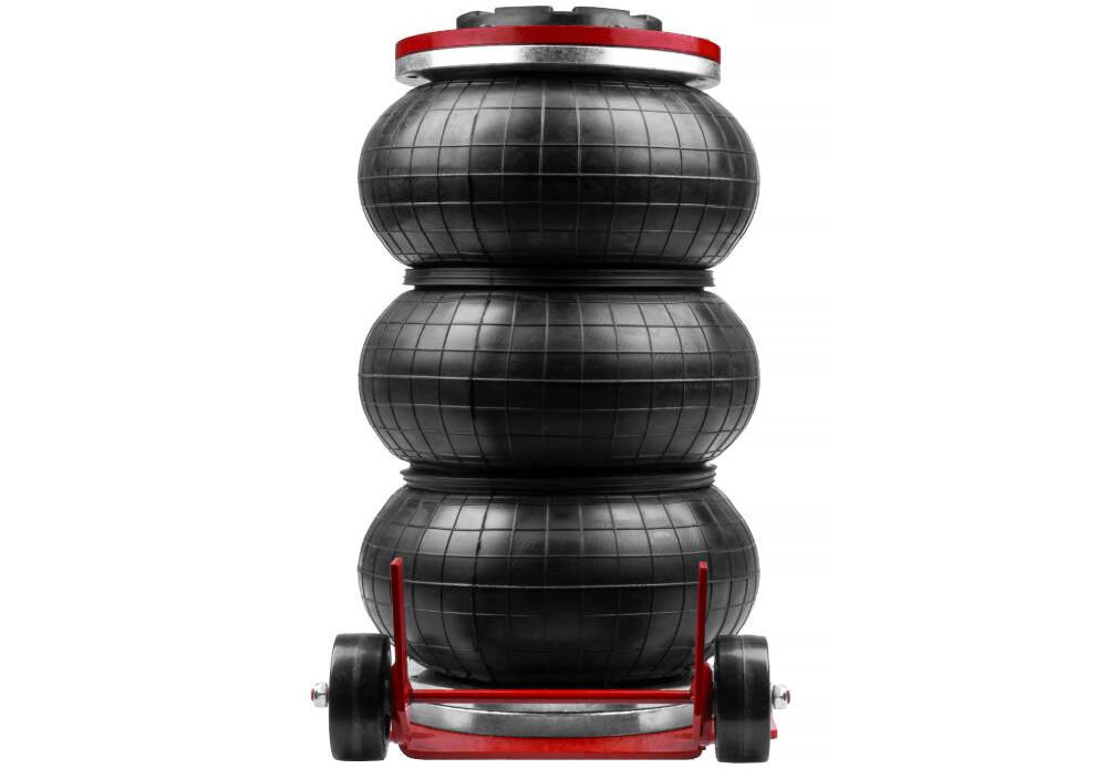 Podnośnik pneumatyczny MAPOWER MPBJ01 3500 kg, siła, warsztat, udźwig, podnoszenie, zakres, prześwit, Podnośnik stoi pionowo w pełnym napompowaniu frontem na wprost na białym tle