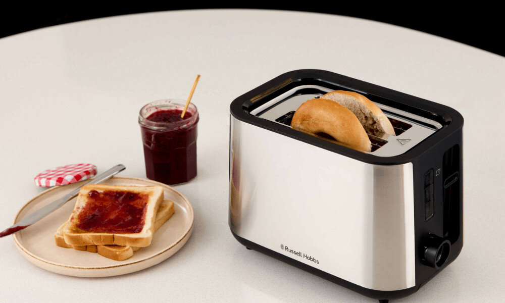 Toster RUSSELL HOBBS Heaton 27390-56 Szerokie otwory wymiary bajgle czy bagietki klasyczne kromki chleba dostosowanie rodzaj pieczywa