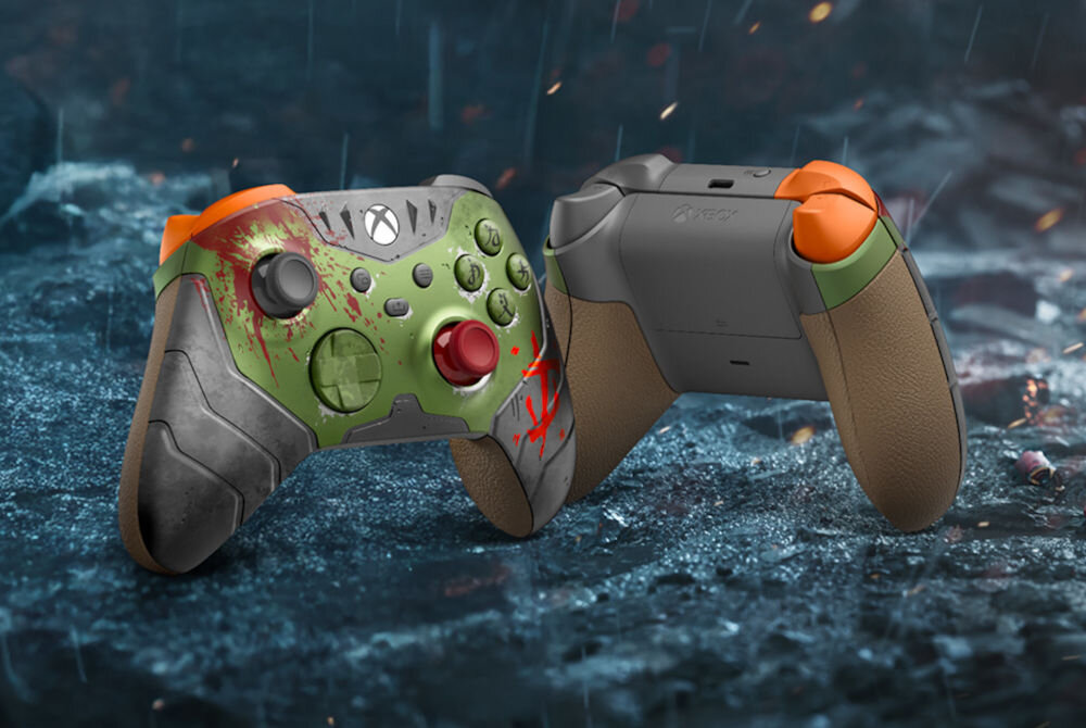 Kontroler MICROSOFT bezprzewodowy Xbox Ms Doom: The Dark Ages Edycja Limitowana kontroler pad na tle z gry