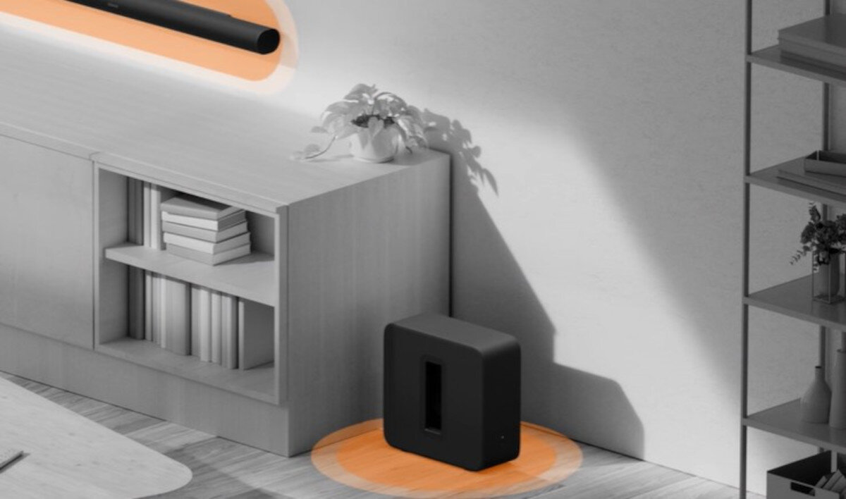 Subwoofer SONOS Sub 4 - Dopasowany do Twojego wnętrza, Subwoofer i soundbar emitujący dźwięk