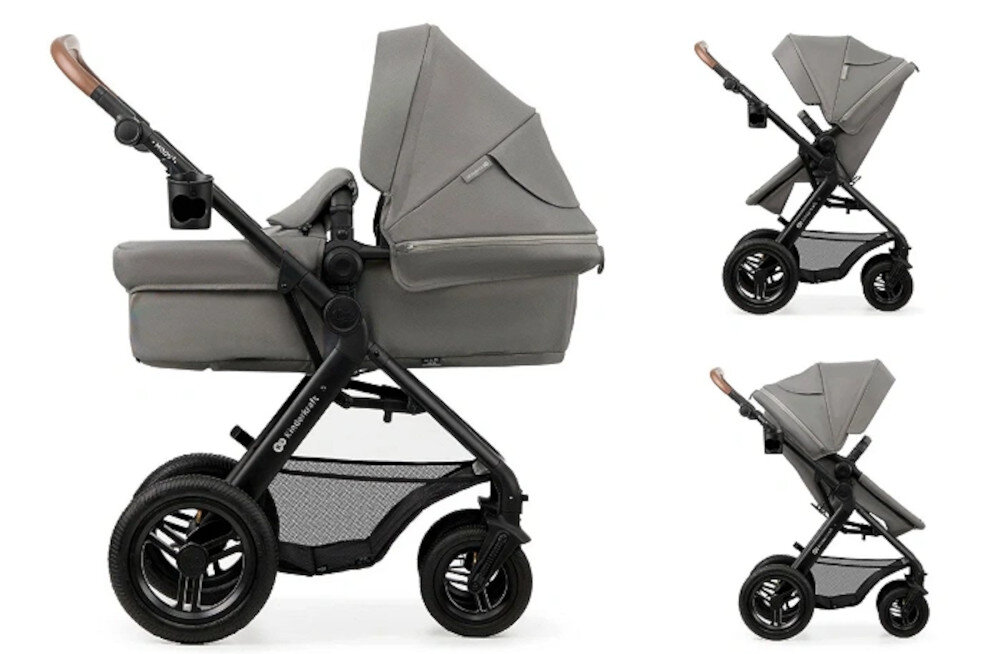 Wózek wielofunkcyjny KINDERKRAFT Moov 2 Air 3w1 Jasnoszary do codziennych spacerów wygląd design prezentacja wizualizacja