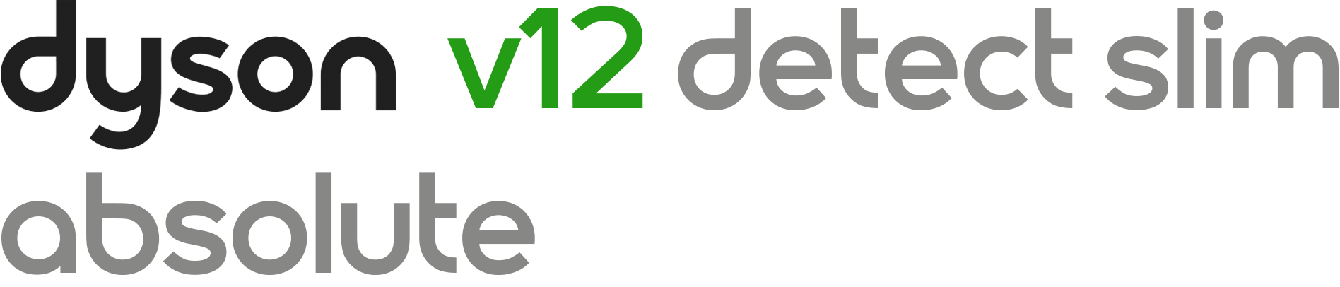 Logo z napisem \'dyson v12 detect slim absolute\'.