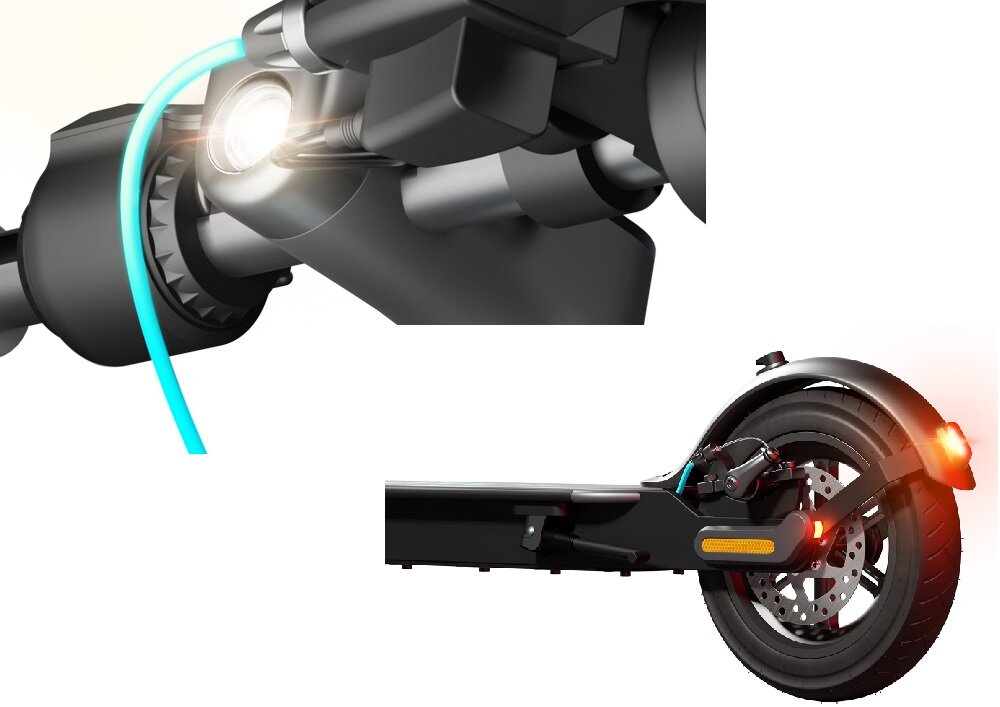 Hulajnoga elektryczna MOTUS Scooty 10 Lite Turkusowy oswietlenie przenie tylne boczne odblaski