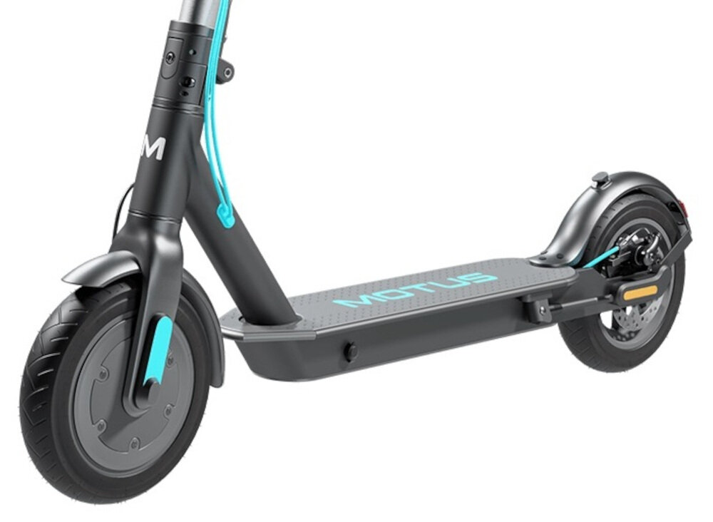 Hulajnoga elektryczna MOTUS Scooty 10 Lite Turkusowy kola duze 10-calowe pompowane opony detkowe wzmocniony blotnik ze wspornikiem