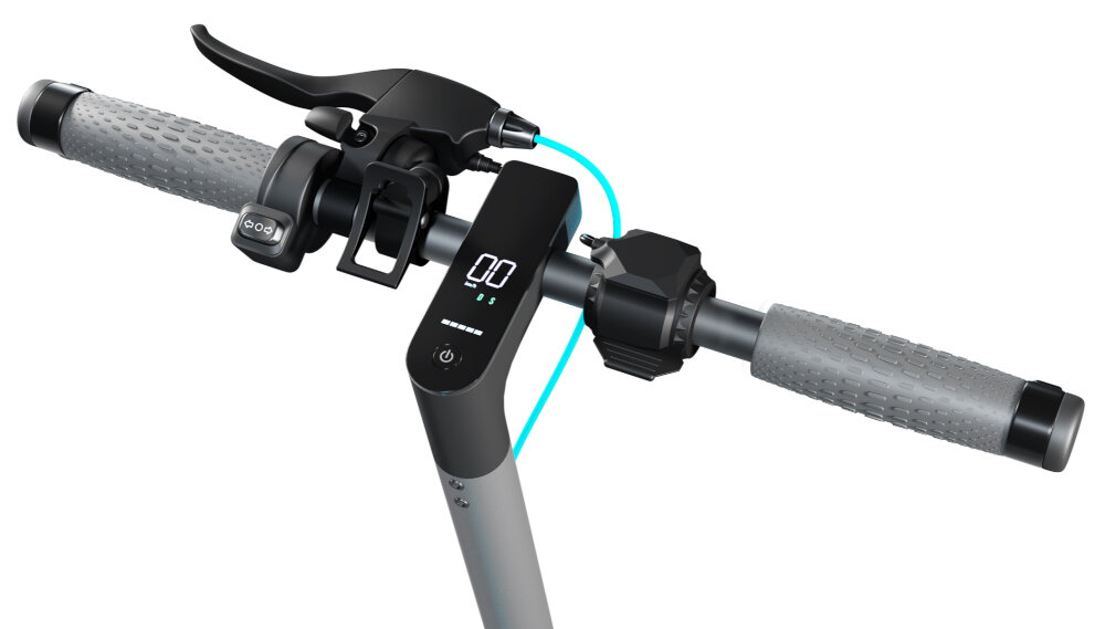 Hulajnoga elektryczna MOTUS Scooty 10 Lite Turkusowy minimalistyczna kierownica w ksztalcie litery T intuicyjny wyswietlacz LCD predkosc tryb stan baterii