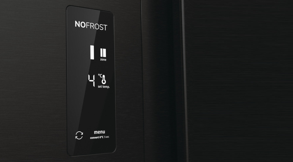 LODÓWKA GORENJE NRR9185EABXLWD wizualizacja panel na drzwiach Sterowanie elektroniczne duży czytelny wyświetlacz LED sterowanie kontrola przyciski