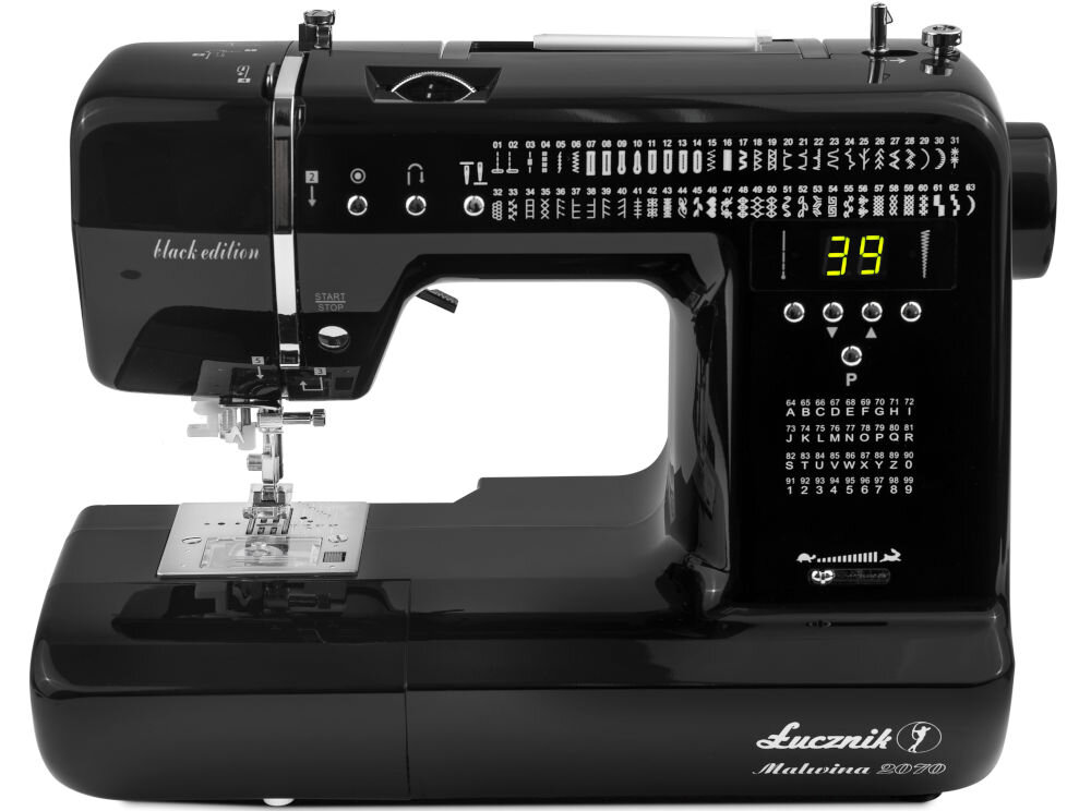 Maszyna do szycia ŁUCZNIK Malwina 2070 Czarny 37 x 18 x 26 cm bogactwo możliwości 99 programów ściegowych 36 liter i cyfr personalizowanie projektów różnorodne ściegi użytkowe i dekoracyjne dla doświadczonych krawców dla osób dopiero zaczynających przygodę z szyciem wyjątkowy charakter wszechstronność