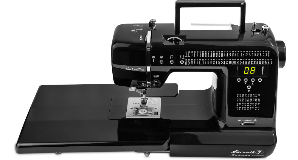 Maszyna do szycia ŁUCZNIK Malwina 2070 Czarny elegancki czarny design profesjonalny stylowy wygląd moc 70 W stabilność wydajność pracy działa sprawnie znakomicie się prezentuje 