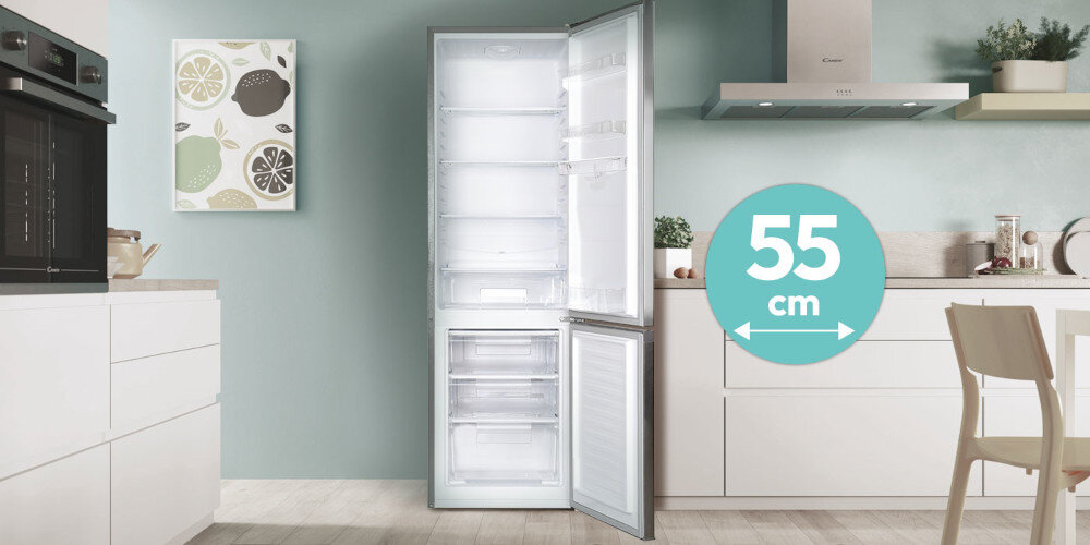 LODÓWKA CANDY CCG1S 518EWX szerokość 55 cm kompaktowe wymiary pojemność dużo miejsca