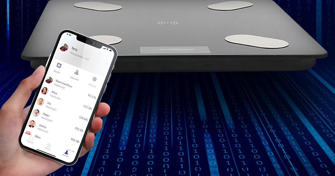 Waga łazienkowa EXTRALINK Plus+ Integracja z aplikacją aplikacja OKOK International dane analiza postępy dostęp do historii pomiarów i planowanie