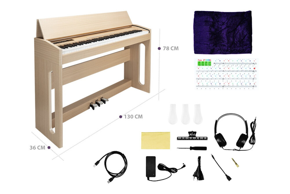 MUSICMATE P100-NW GrandElegance pianino cyfrowe zestaw