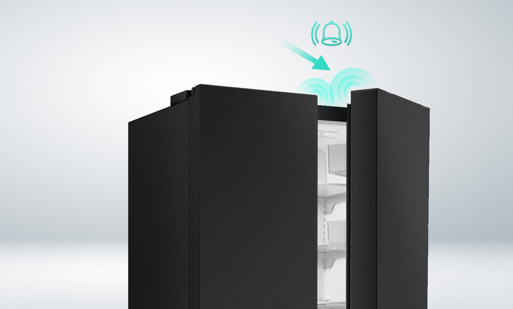 Lodówka HISENSE RF632N4GBE1 No Frost 200cm Czarne szkło alarm otwartych drzwi