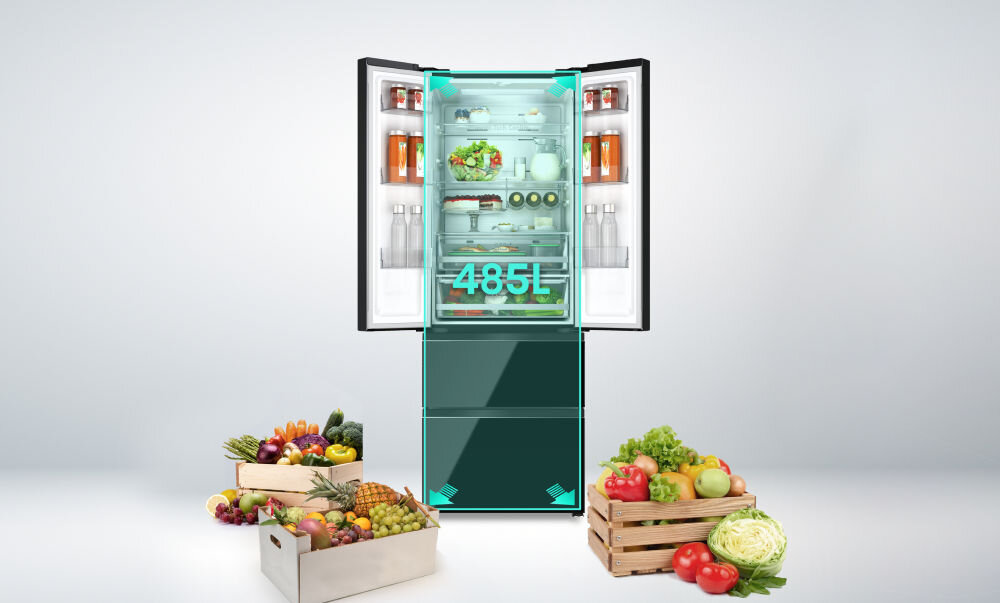 Lodówka HISENSE RF632N4GBE1 No Frost 200cm Czarne szkło szerokość 70 cm pojemność 485 l
