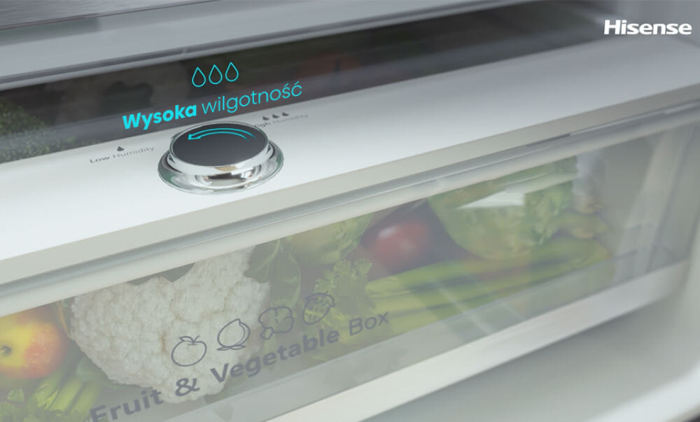 Lodówka HISENSE RF632N4GBE1 No Frost 200cm Czarne szkło regulacja wilgotności