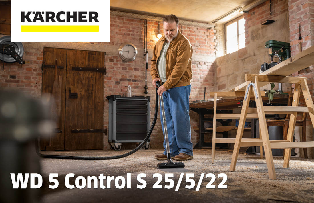 Odkurzacz KARCHER WD 5 Control S 25/5/22 1.628-384.0 wizualizacja design wygląd prezentacja Wygodne sprzątanie bez przerw