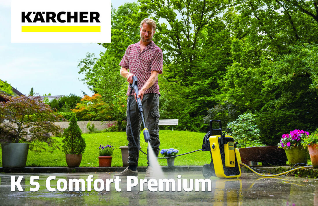 Myjka ciśnieniowa KARCHER K5 Comfort Premium 1.324-800.0 wygląd design prezentacja wizualizacja Skuteczne czyszczenie wokół domu