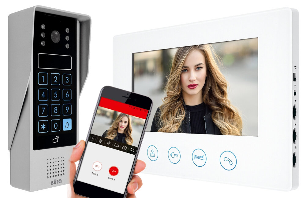 Wideodomofon EURA VDP-90A3 Biały wysoki poziom bezpieczeństwa możliwość podgląd w kolorze białym