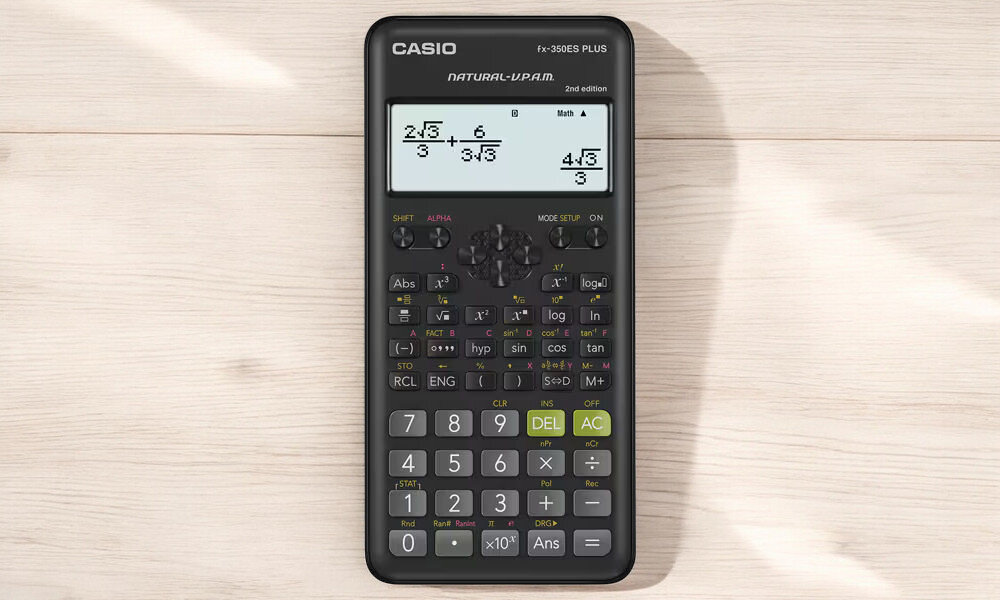 Kalkulator CASIO FX-350ES Plus 2nd Edition Zasilanie bateryjne, 9 pamięci na blacie
