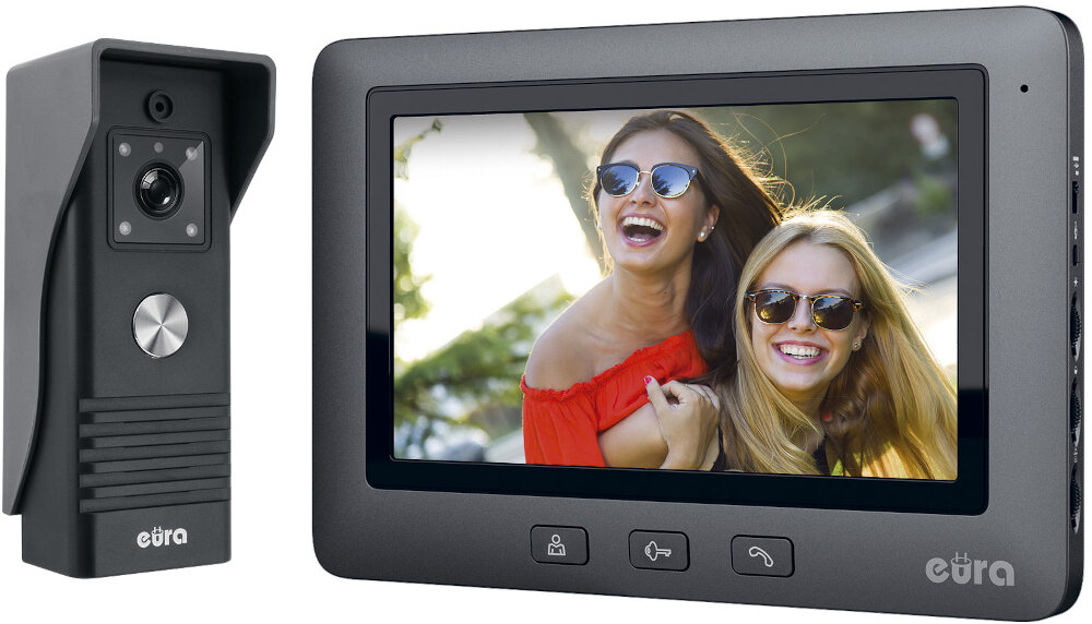 Zestaw wideodomofonowy EURA VDP-45A3 Czarny komunikacja z osoba odwiedzajaca nasz dom podglad otoczenia przez kamere sterowanie ryglem