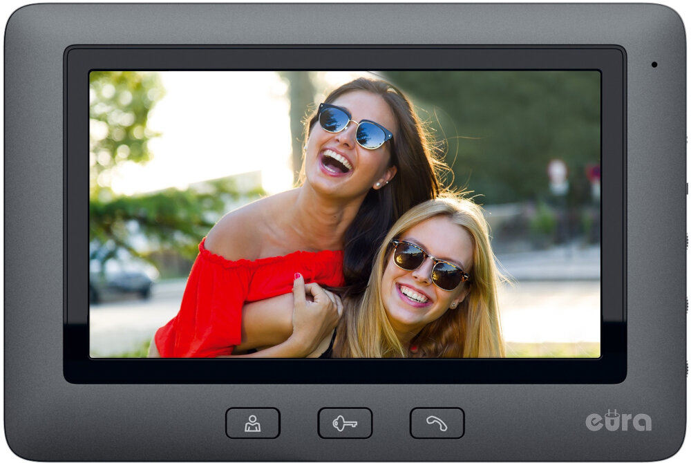 Zestaw wideodomofonowy EURA VDP-45A3 Czarny 7-calowy monitor VDA-45A3 obraz w technologii TFT-LCD pokretla przycisk 16 melodii gongu