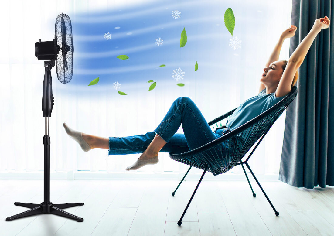 Wentylator EXTRALINK Bryza ESF-40D-BL wygląd design tło prezentacja wizualizacja Komfort świeżego powietrza