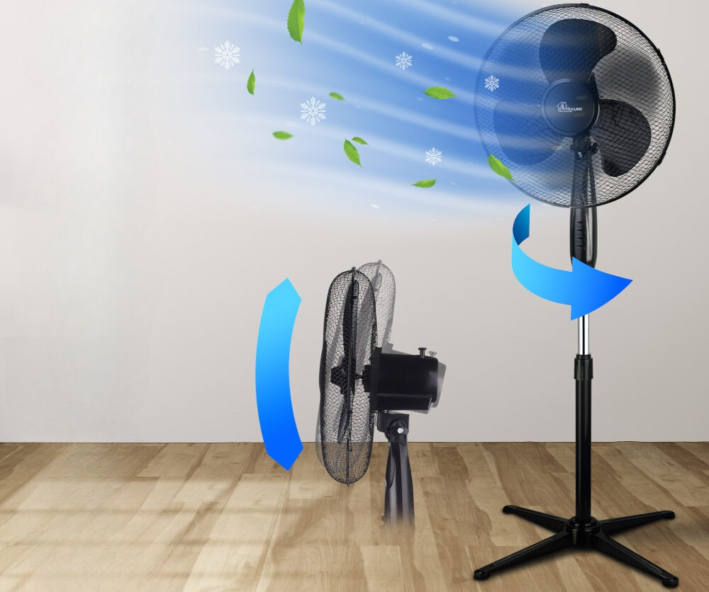 Wentylator EXTRALINK Bryza ESF-40D-BL Równomierne rozprowadzenie chłodu Funkcja oscylacji w poziomie Obracająca się głowica