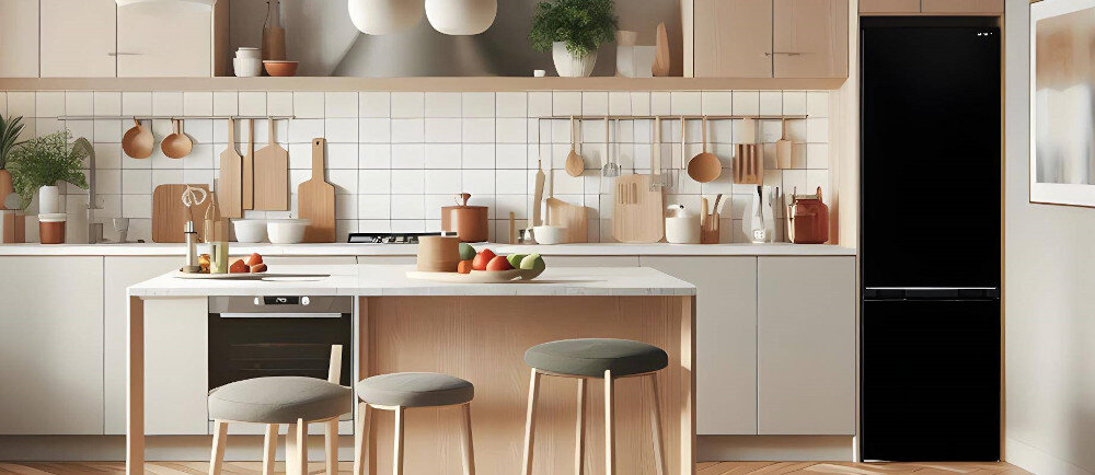 LODÓWKA SHARP SJ-FBA05DTXBE-EU system AdvancedNoFrost cyrkulacja powietrza stały obieg 270 litrów bez lodu szronu GentleAirFlow dystrybucja powietrza szklane półki AdaptiLift zmiana wysokości komora warzywa owoce Fruit&Veg Zone