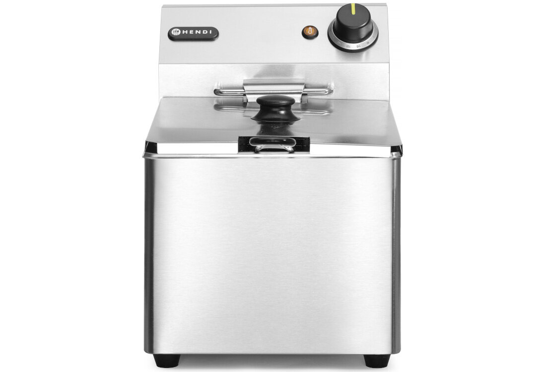 Frytkownica HENDI 205822 Kitchen Line Bezpieczne użytkowanie precyzja regulacja temperatura zakres dostosowanie potrawy Lampka kontrolna informacja System bezpieczeństwa termostat funkcja resetowania  mechanizm automatycznego wyłączania 