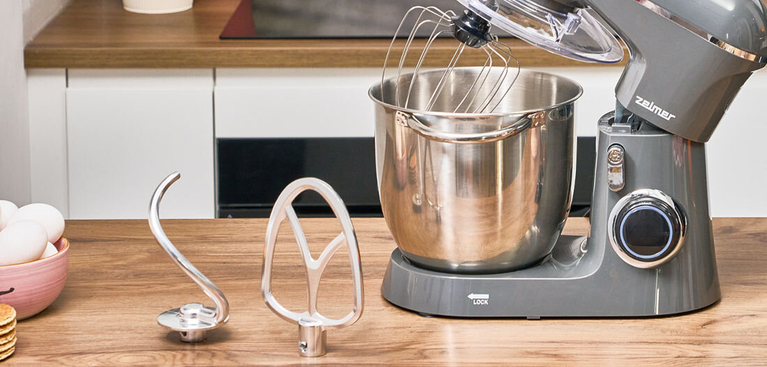 Robot kuchenny planetarny ZELMER ZKR1310G 1300W (2 misy) mieszadła umiejętności hak Trzepaczka mieszadło płaskie