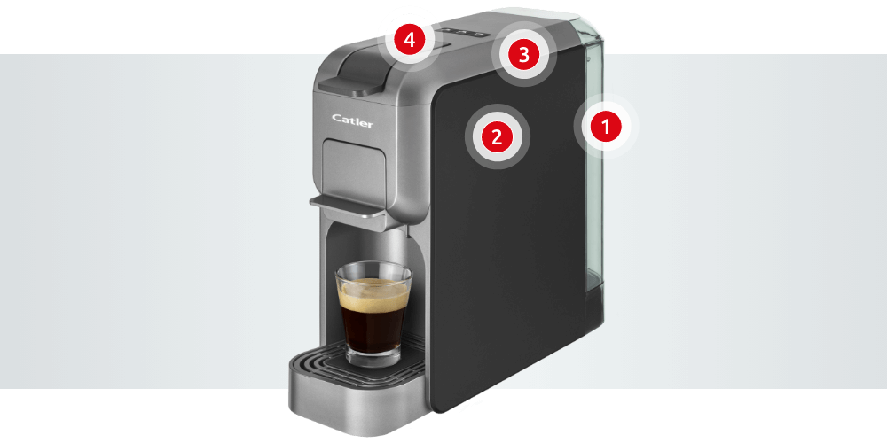 Ekspres CATLER ES 700 Porto BG (3 systemy kapsułek) panel dotykowy wyświetlacz led zbiornik na wodę