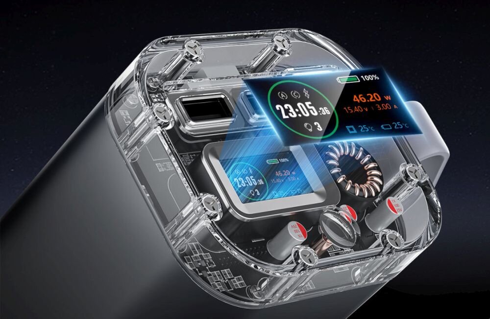 4SMARTS Lucid Ultra dużą pojemność (40000 mAh) laptopów, tabletów, smartfonów i aparatów Solidna konstrukcja moc 100 W - zbliżenie na ekran lcd