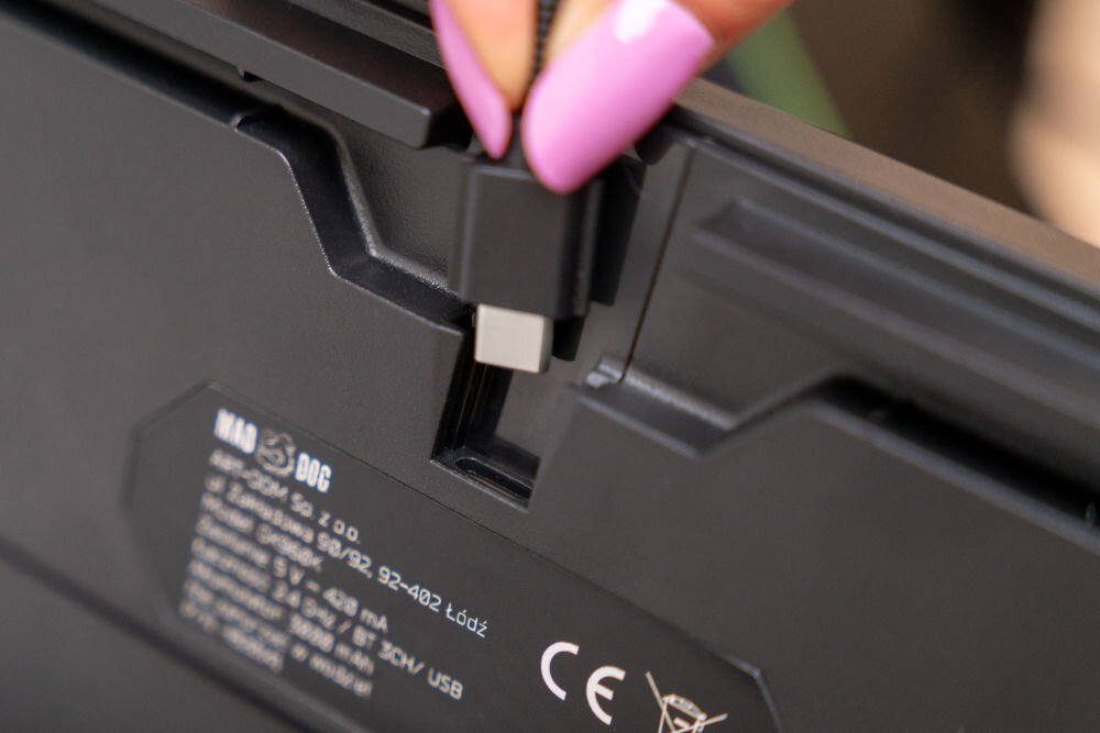 Klawiatura MAD DOG GK960K Gateron Pro Red Czarny odłączany kabel wbudowana bateria