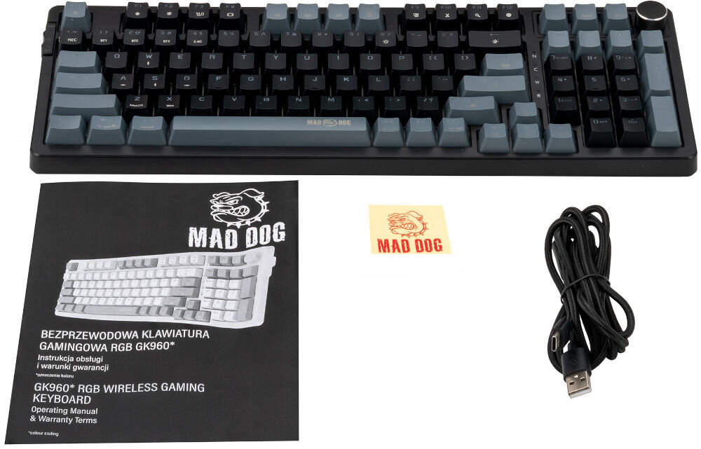 Klawiatura MAD DOG GK960K Gateron Pro Red Czarny elementy zestaw akcesoria