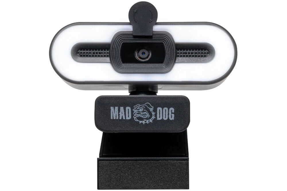 Kamera internetowa MAD DOG IC200K Kamera internetowa MAD DOG IC200K 2K QHD, widok na obiektyw, mikrofony i podświetlenie LED.
