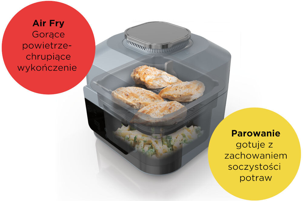 Frytkownica beztłuszczowa NINJA Speedi ON400EU Air Fryer tryb Rapid Cooker gotowanie na parze frytkownica beztłuszczowa pełen posiłek w jednym naczyniu zachowanie do 90% składników odżywczych szybkie nasycanie potraw wilgocią gorące powietrze dwa poziomy regulowana taca Cook & Crisp wszystko na raz  