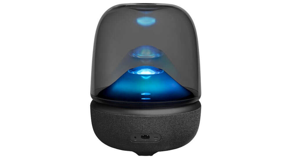 HARMAN KARDON Aura Studio 5 ambientowe oświetlenie synchronizowane z muzyką, głośnik mobilny od frontu na białym tle
