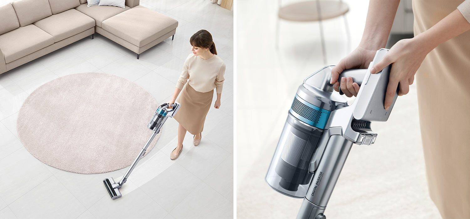 zdjęcie kobiety używającej odkurzacza VS15T7031R1/GE
