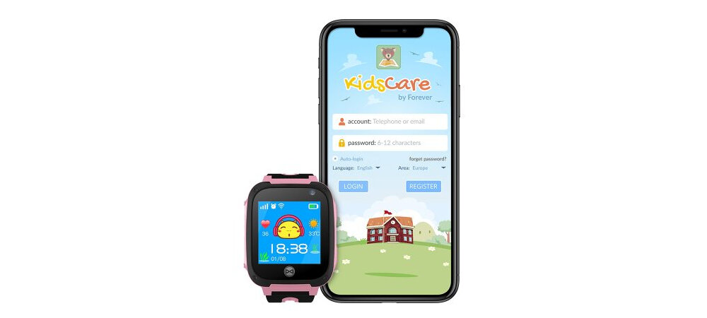 SMARTWATCH FOREVER PHONEME KW-55 RÓŻOWY karta sim mikrofon nadzór