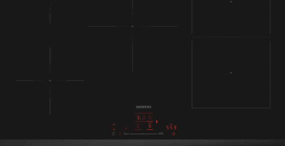 Płyta indukcyjna SIEMENS ED851HWB1E front panel kolor czarny 17 stopni mocy PowerBoost szereg funkcji moc 7400 W szerokość 80,2 cm i wysokość 5,1 cm