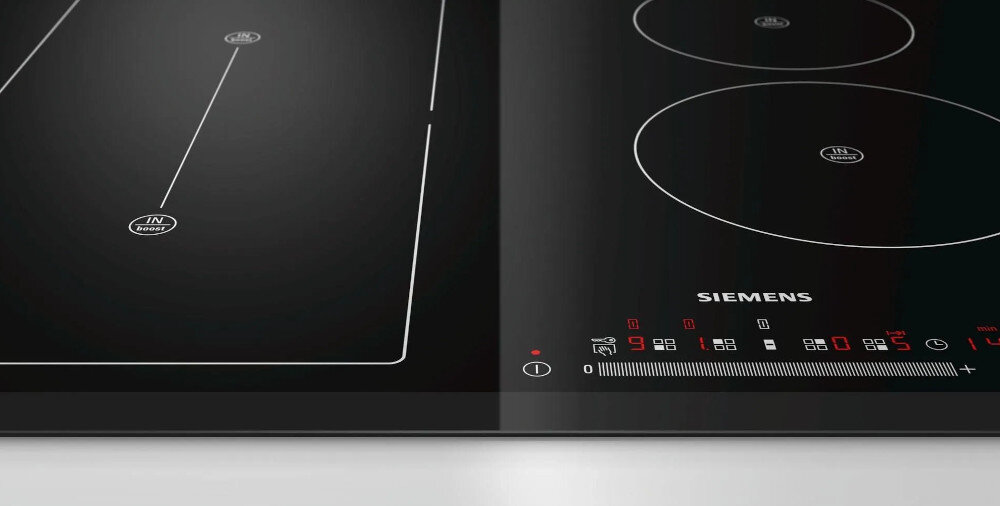Płyta indukcyjna SIEMENS ED851HWB1E zdjęcie poglądowe panel funkcje pola łączenie pól okrągłe pola duże garnki patelnie duża powierzchnia